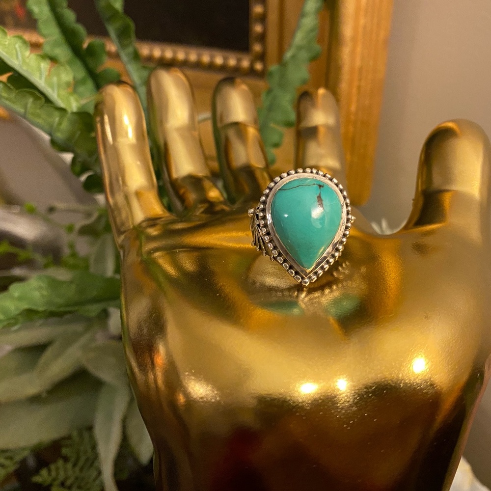 PEAR SHAPED STERLING SILVER TURQUOISE